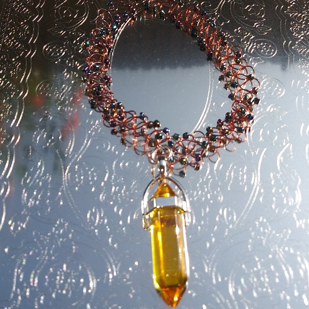 Crystal Glass Pendent Choker Necklace